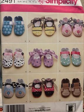 Baby Shoes Simplicity 2491 Size XS-L Uncut